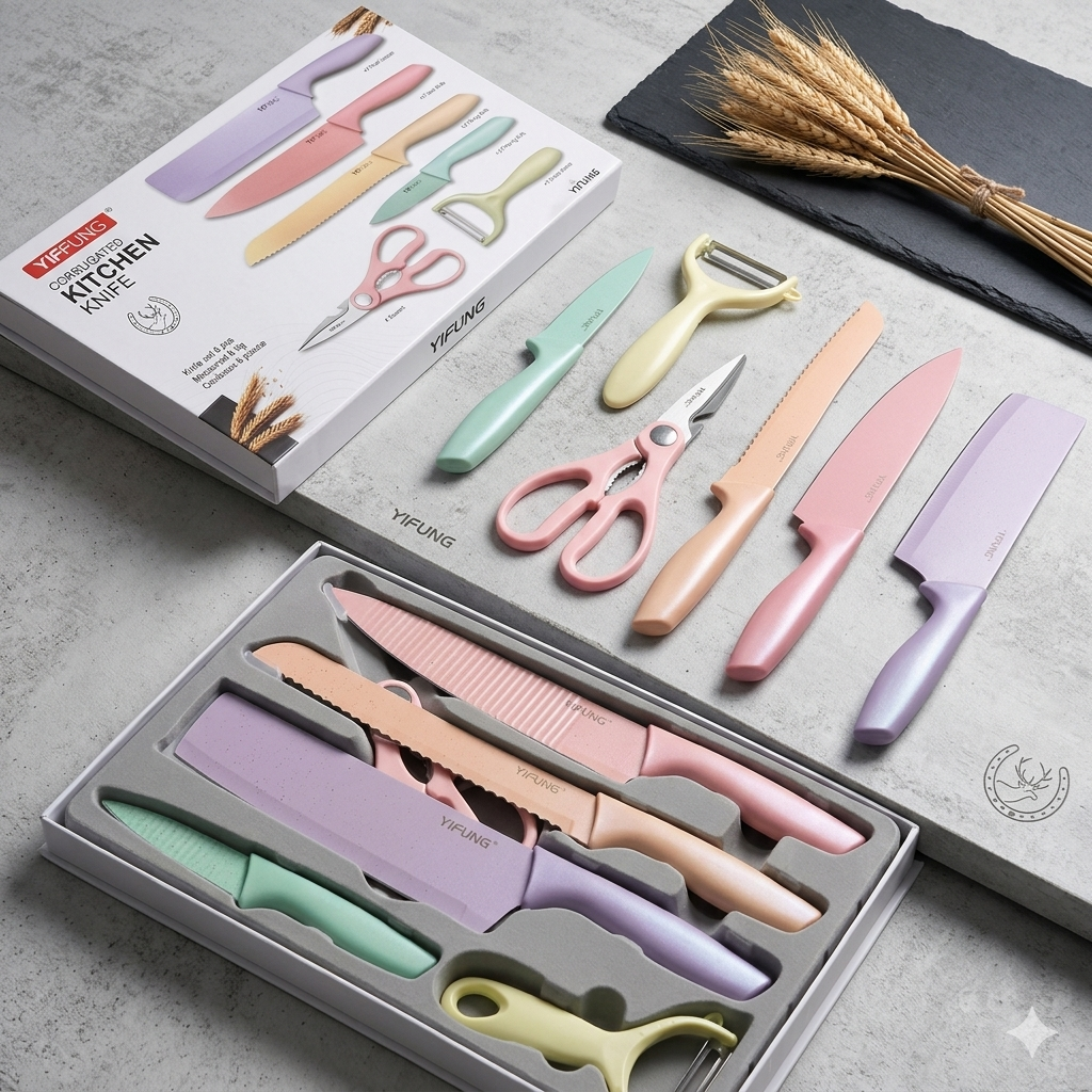 Set de Cuchillos Profesionales Black Edition – 6 Piezas con Recubrimiento Cerámico Antiadherente